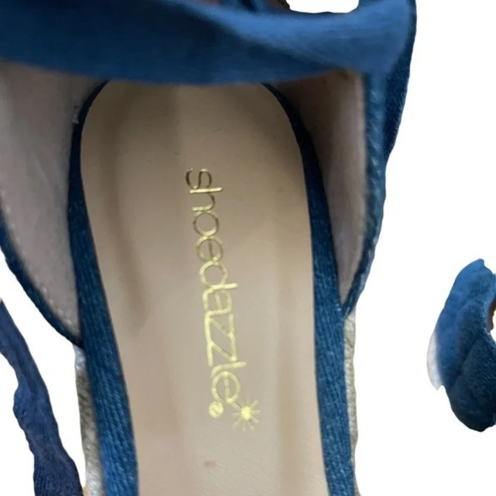 Espadrille Wedge Shoes Blue Denim Size 5.5